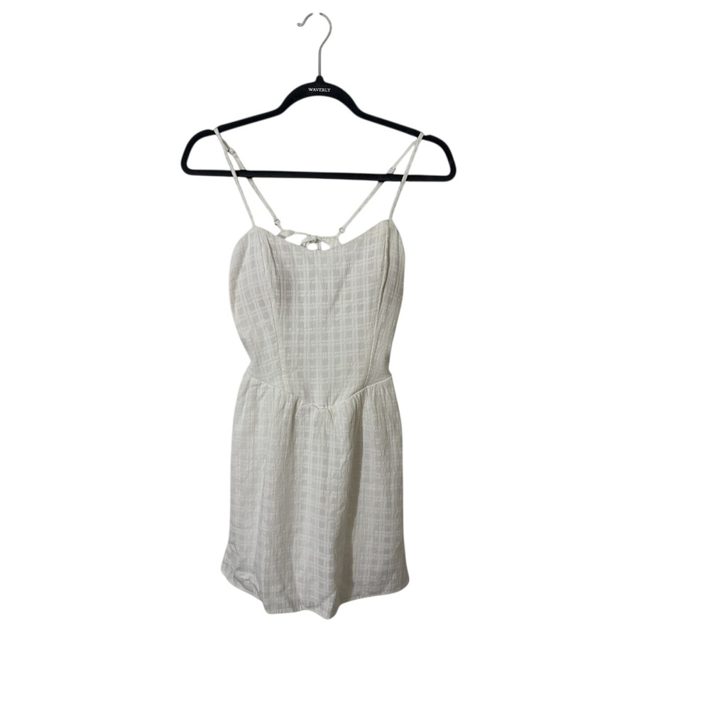 Hollister White Textured Mini Dress Open Back Tie Detail XS Womens Summer